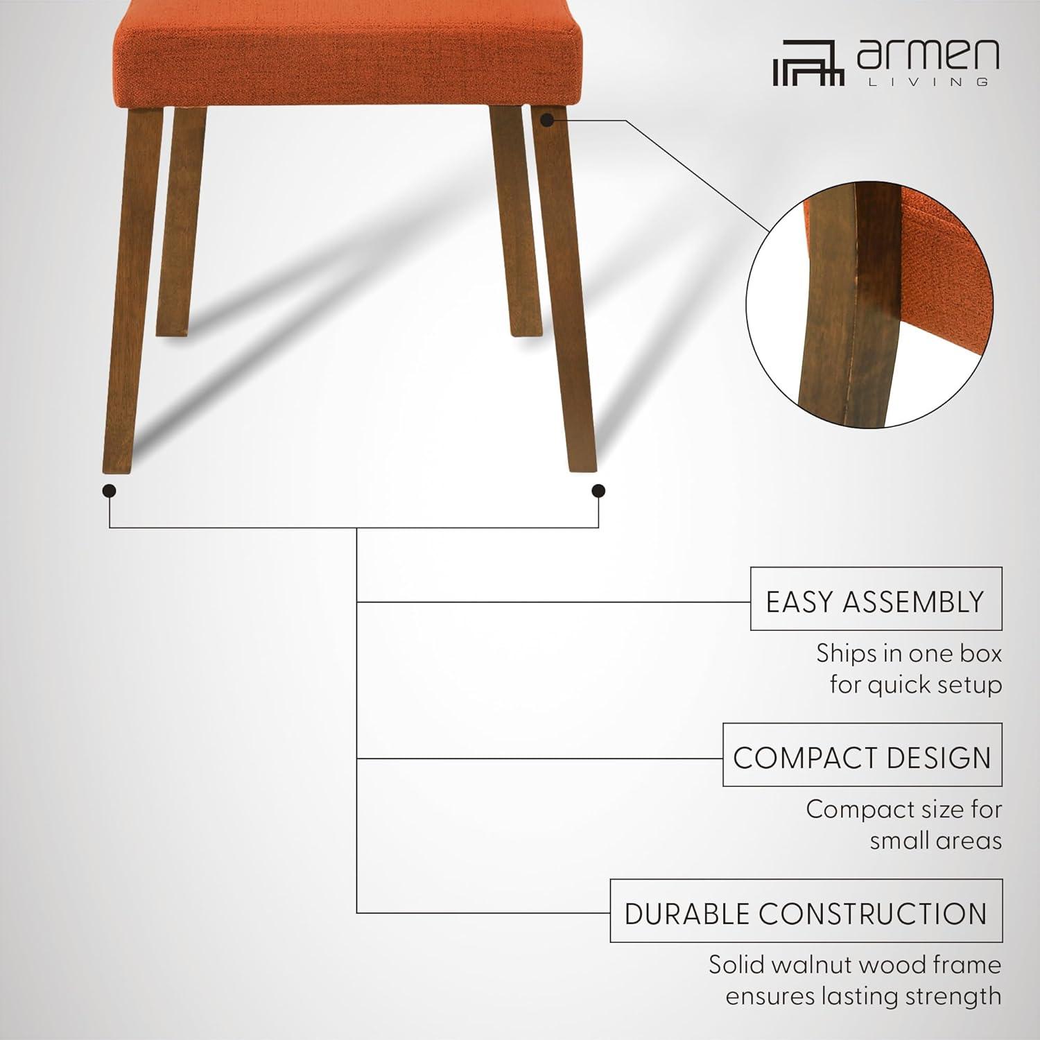 image:imageArmen Living Channell Wood Dining Chair in Walnut Finish with Orange Fabric Set of 6