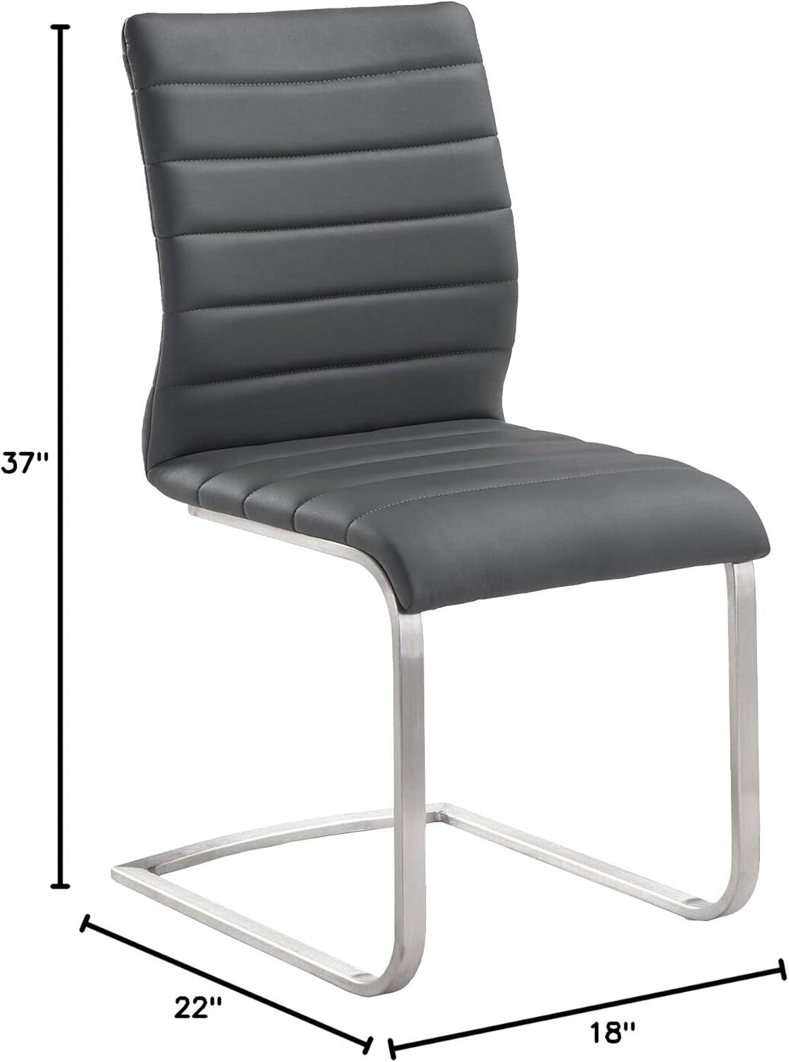image:imageArmen Living Fusion Faux Leather and Stainless Steel Dining ChairsSet of 2 Dark GrayDark Gray