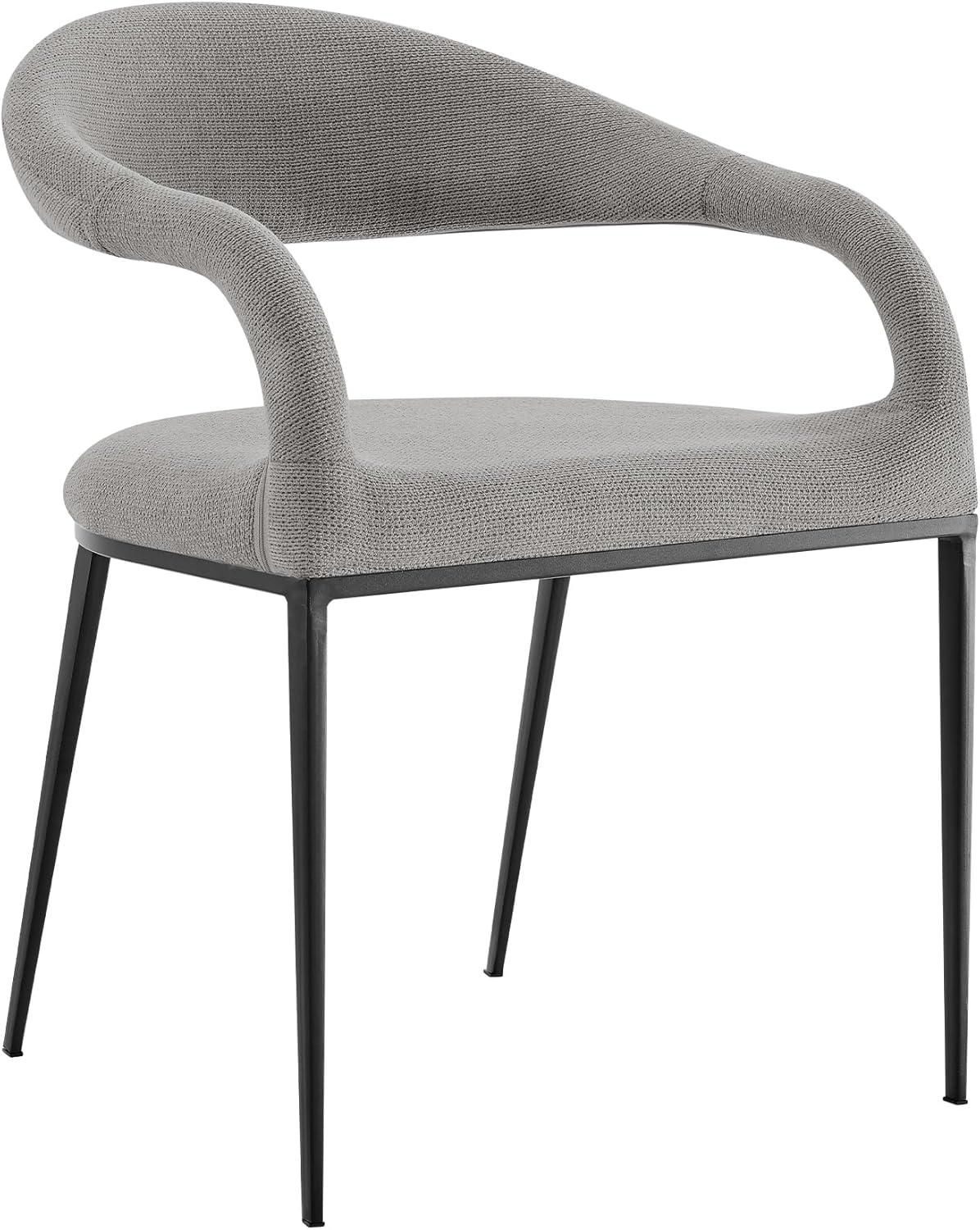 image:imageArmen Living Morgan Upholstered Dining Chair with Matte Black Iron and Charcoal Fabric Set of 2Light Gray