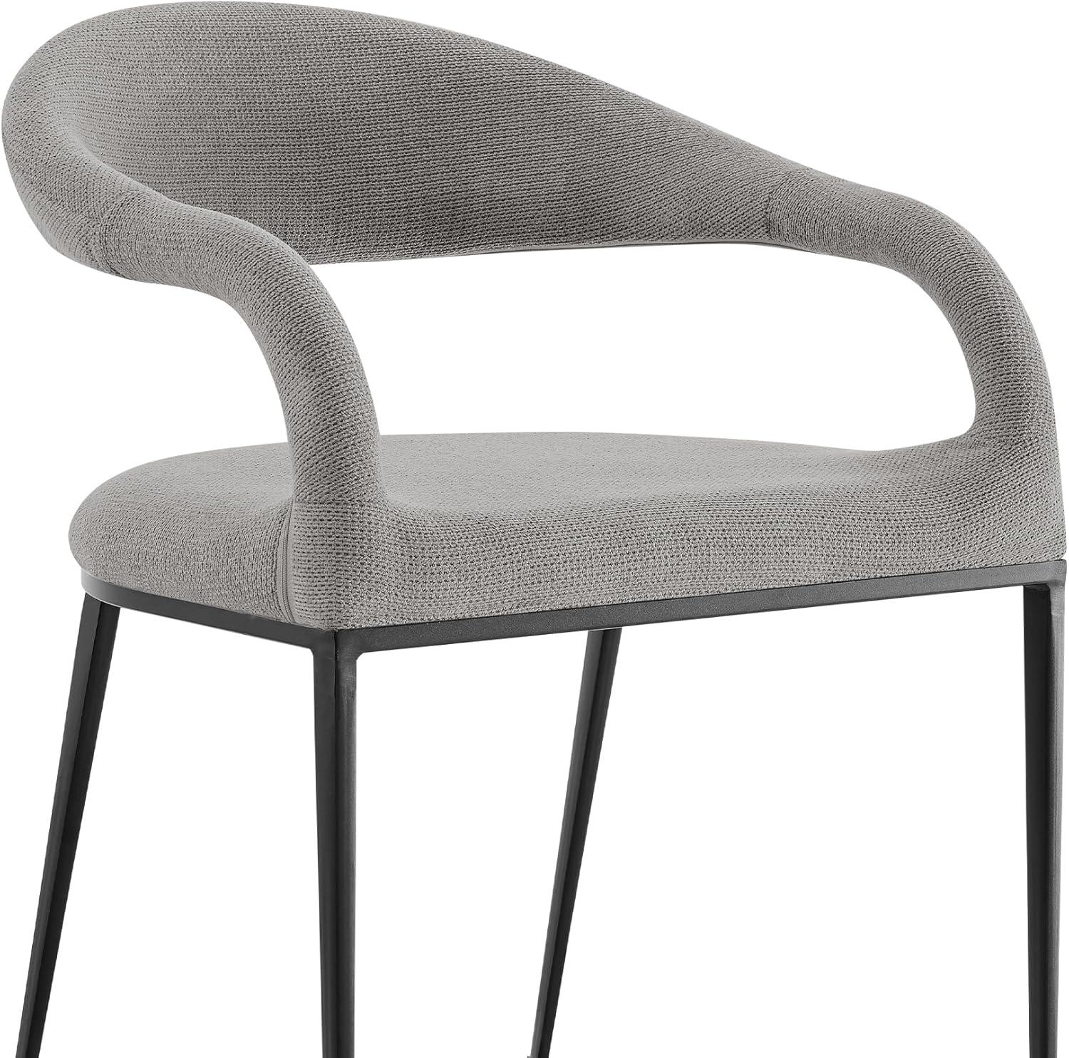 image:imageArmen Living Morgan Upholstered Dining Chair with Matte Black Iron and Charcoal Fabric Set of 2Light Gray