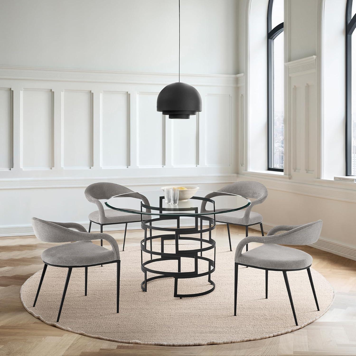 image:imageArmen Living Morgan Upholstered Dining Chair with Matte Black Iron and Charcoal Fabric Set of 2Light Gray