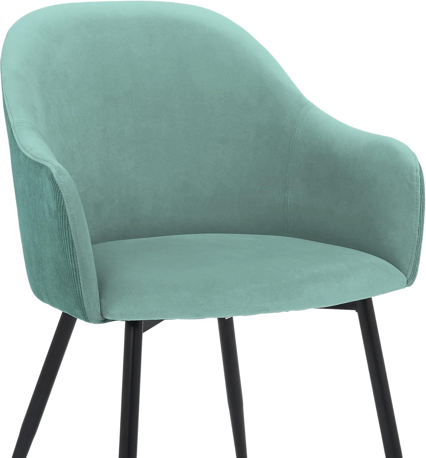image:imageArmen Living Pixie Two Tone Teal Fabric Dining Room Chair with Black Metal LegsTeal