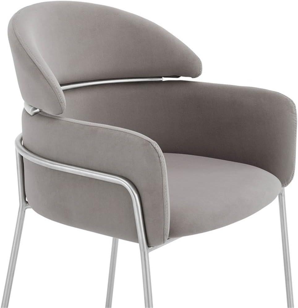 image:imageArmen Living Portia Gray Velvet and Brushed Stainless Steel Dining Room ChairsSet of 2 32 HGrey