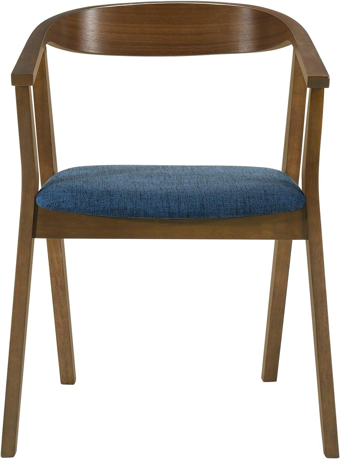 image:imageArmen Living Santana Wood Dining Chair in Walnut Finish with Blue Fabric Set of 4