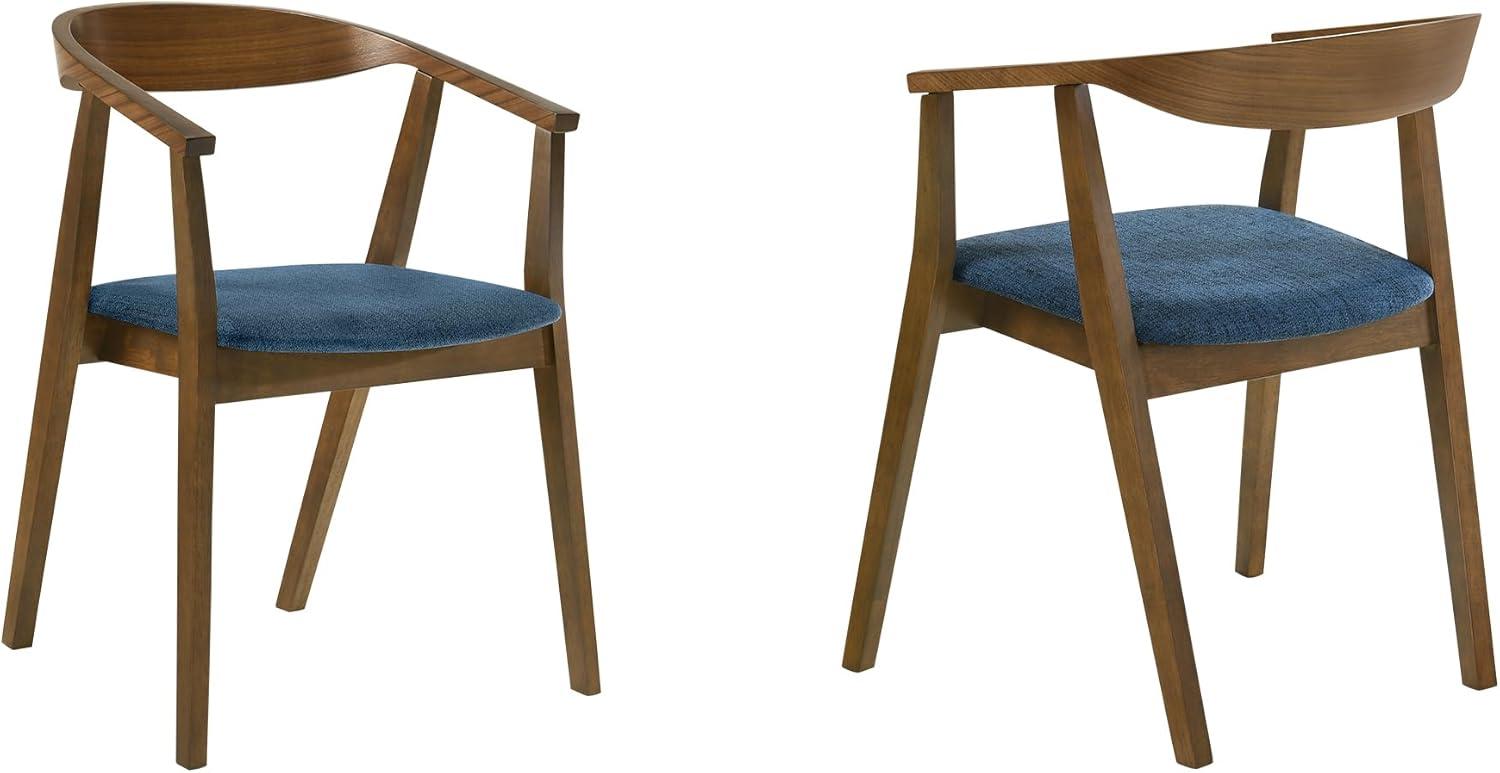 image:imageArmen Living Santana Wood Dining Chair in Walnut Finish with Blue Fabric Set of 4