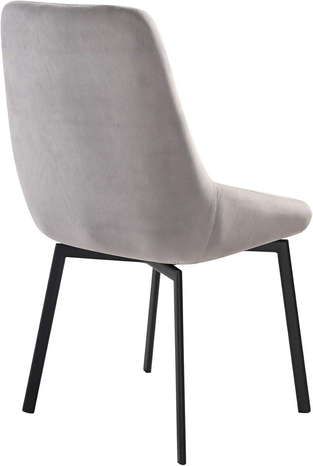 image:imageArmen Living Susie Swivel Upholstered Dining Chair in Grey Fabric with Black Metal Legs Set of 2