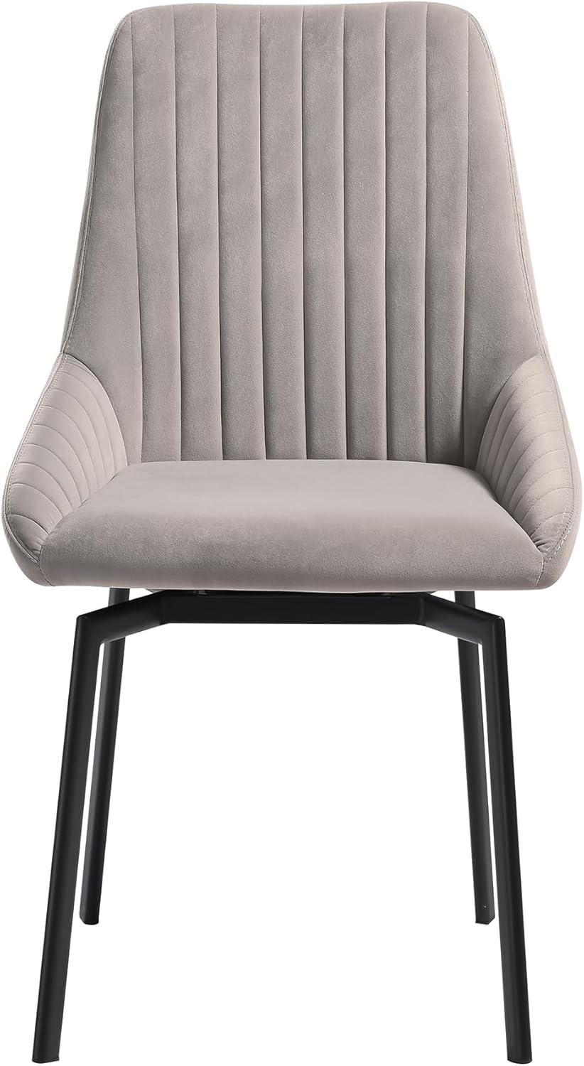 image:imageArmen Living Susie Swivel Upholstered Dining Chair in Grey Fabric with Black Metal Legs Set of 2