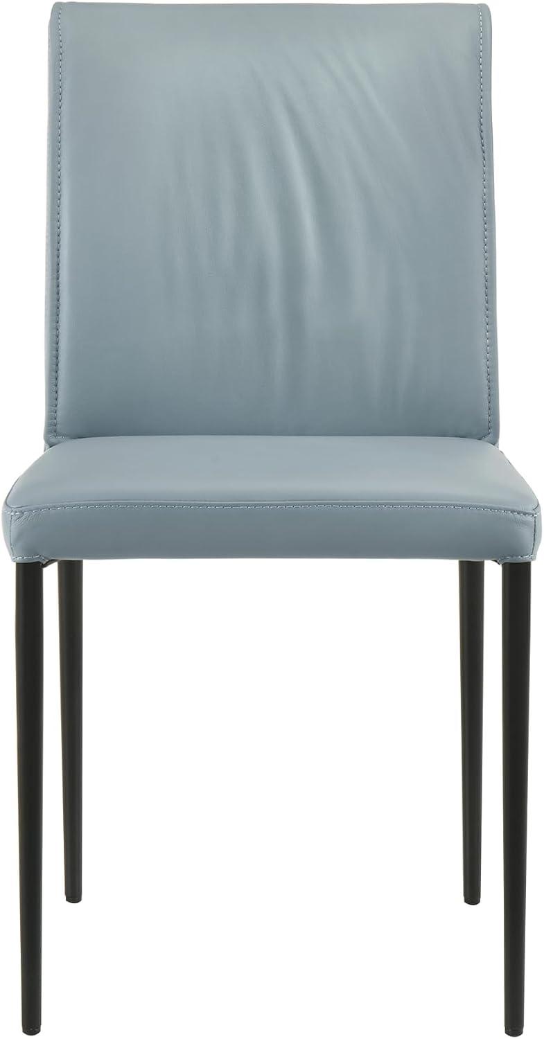 image:imageMeriam Full Back Top Grain Leather Upholstered Metal Dining Chairs in Grey Set of 2Blue