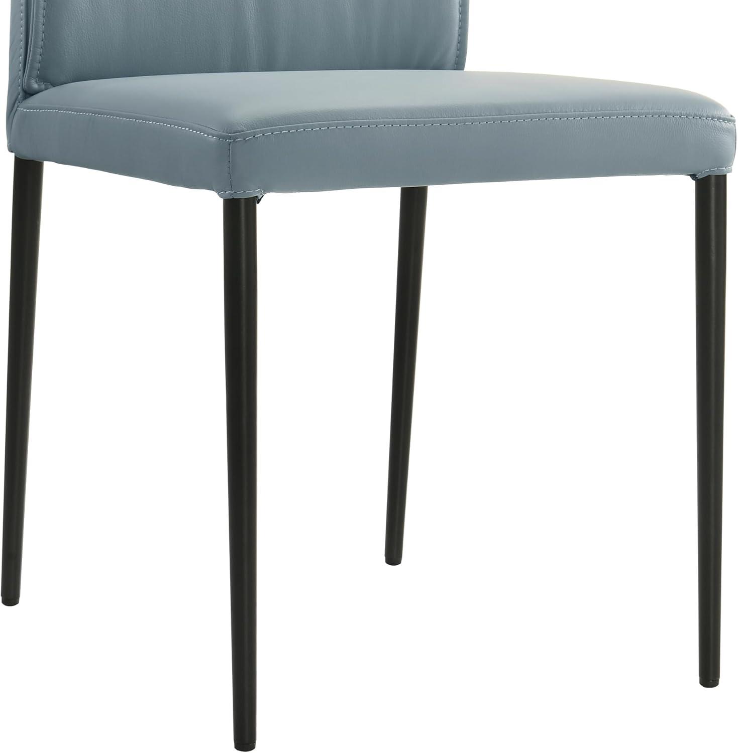 image:imageMeriam Full Back Top Grain Leather Upholstered Metal Dining Chairs in Grey Set of 2Blue