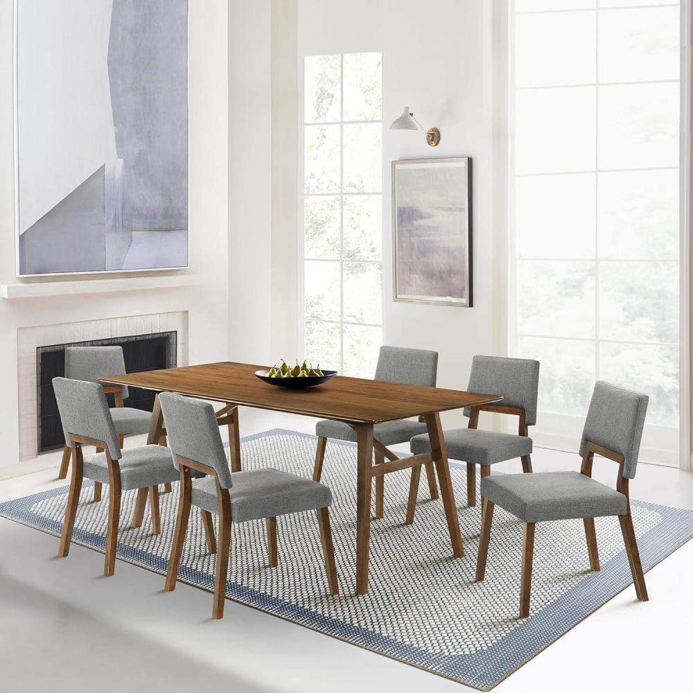 image:imageArmen Living Channell Wood Dining Chair in Walnut Finish with Charcoal Fabric Set of 6