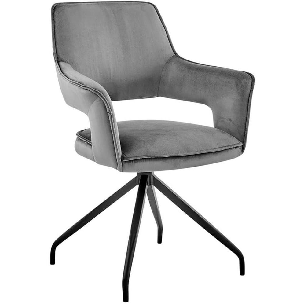 image:imageArmen Living Hadley Dining Room Accent Chair in Grey Velvet with Black Finish 19 GrayGrey