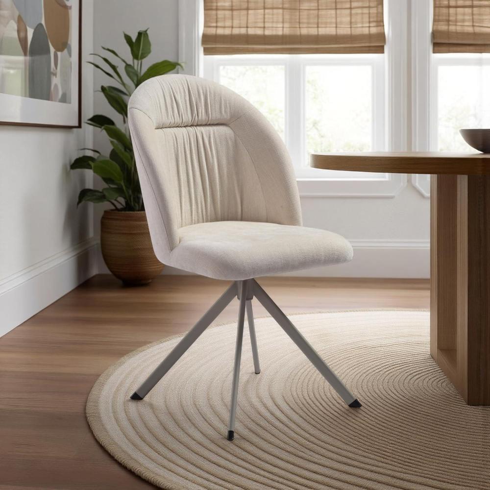 image:imageHallie Contemporary Swivel Curved Back Almond Upholstered Dining Chair Set of 2Cream