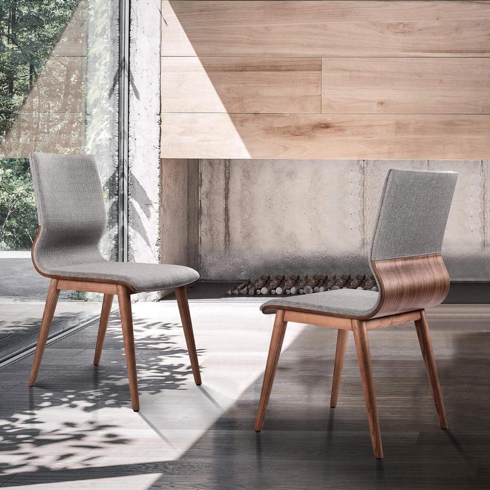 image:imageRobin MidCentury Dining Chair in Walnut Finish and Gray Fabric  Set of 6Set of 4