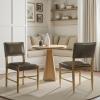 image:imageBennet Modern Wood Dining Chair in Natural Finish with Brown Faux Leather Upholstered Seat  Set of 6