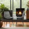 image:imageMonte Contemporary Dining Chair in Gray Faux Leather with Black Metal Legs Set of 3