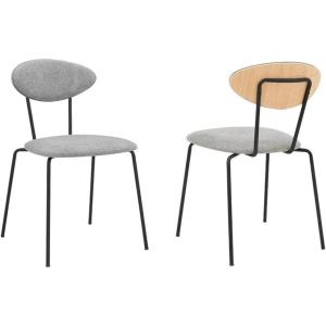 Armen Living Neo Modern Dining Room Chairs-Set of 2, Fabric Gray/Black Metal