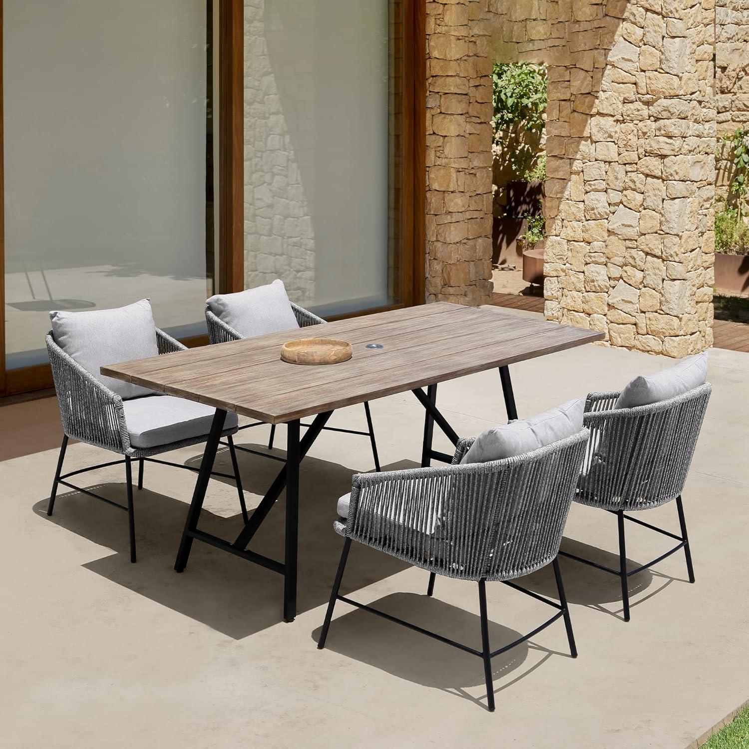 image:imageArmen Living Koala and Calica 5 Piece Dining Set in Light Eucalyptus and Metal with Grey Rope