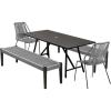 image:imageArmen Living Koala Clip and Camino 5 Piece Outdoor Dining Set in Dark Eucalyptus with Grey Rope5 Piece