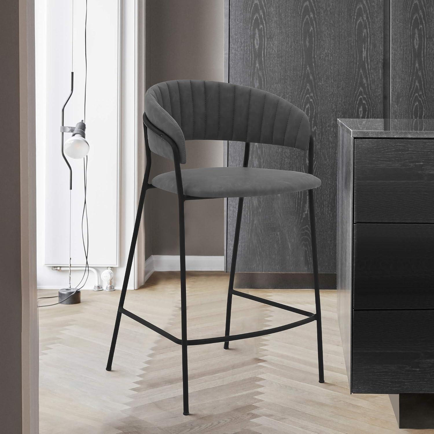 image:imageArmen Living Nara 26 Modern Faux Leather and Metal Counter Height Bar StoolGrey