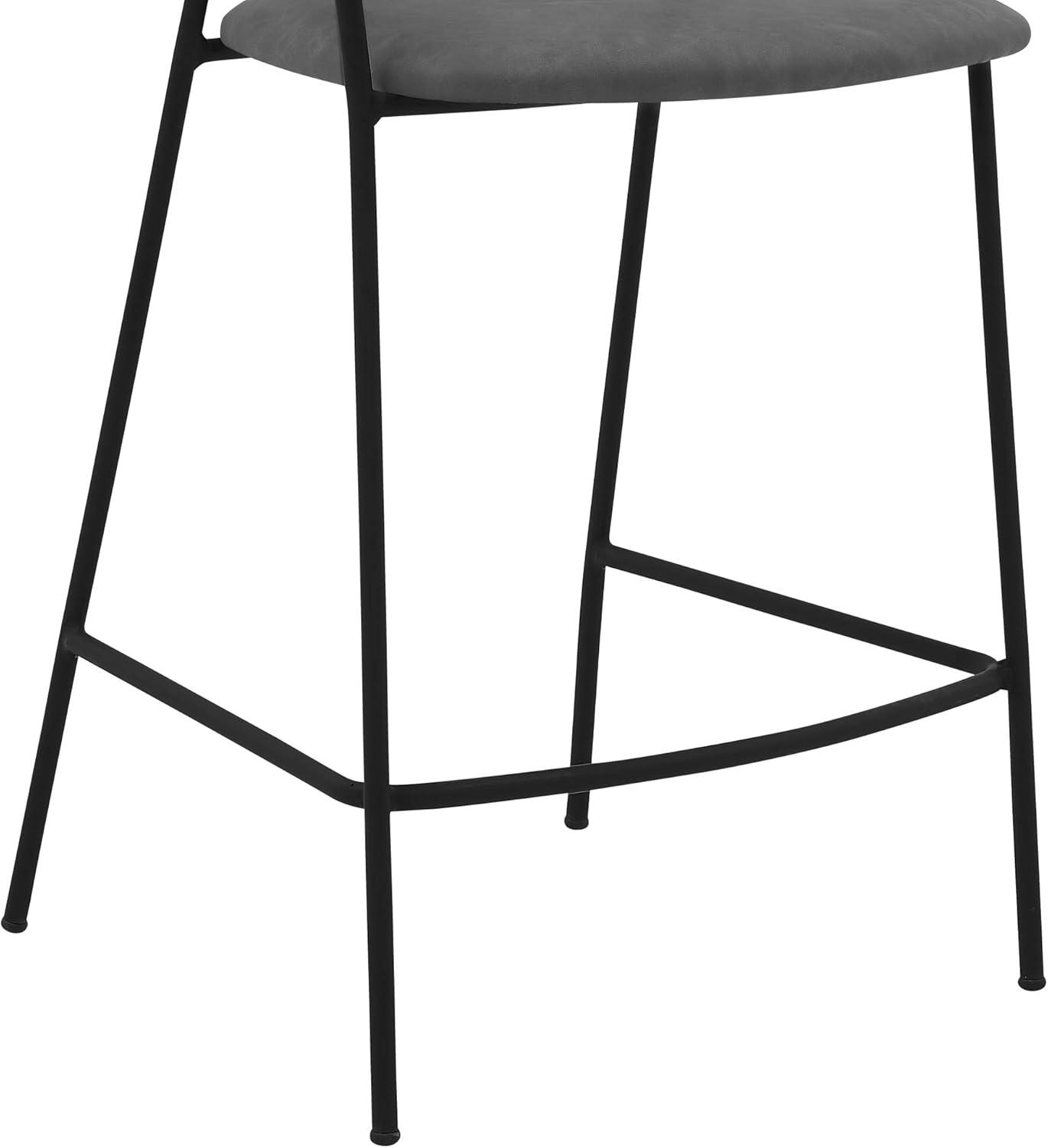 image:imageArmen Living Nara 26 Modern Faux Leather and Metal Counter Height Bar StoolGrey