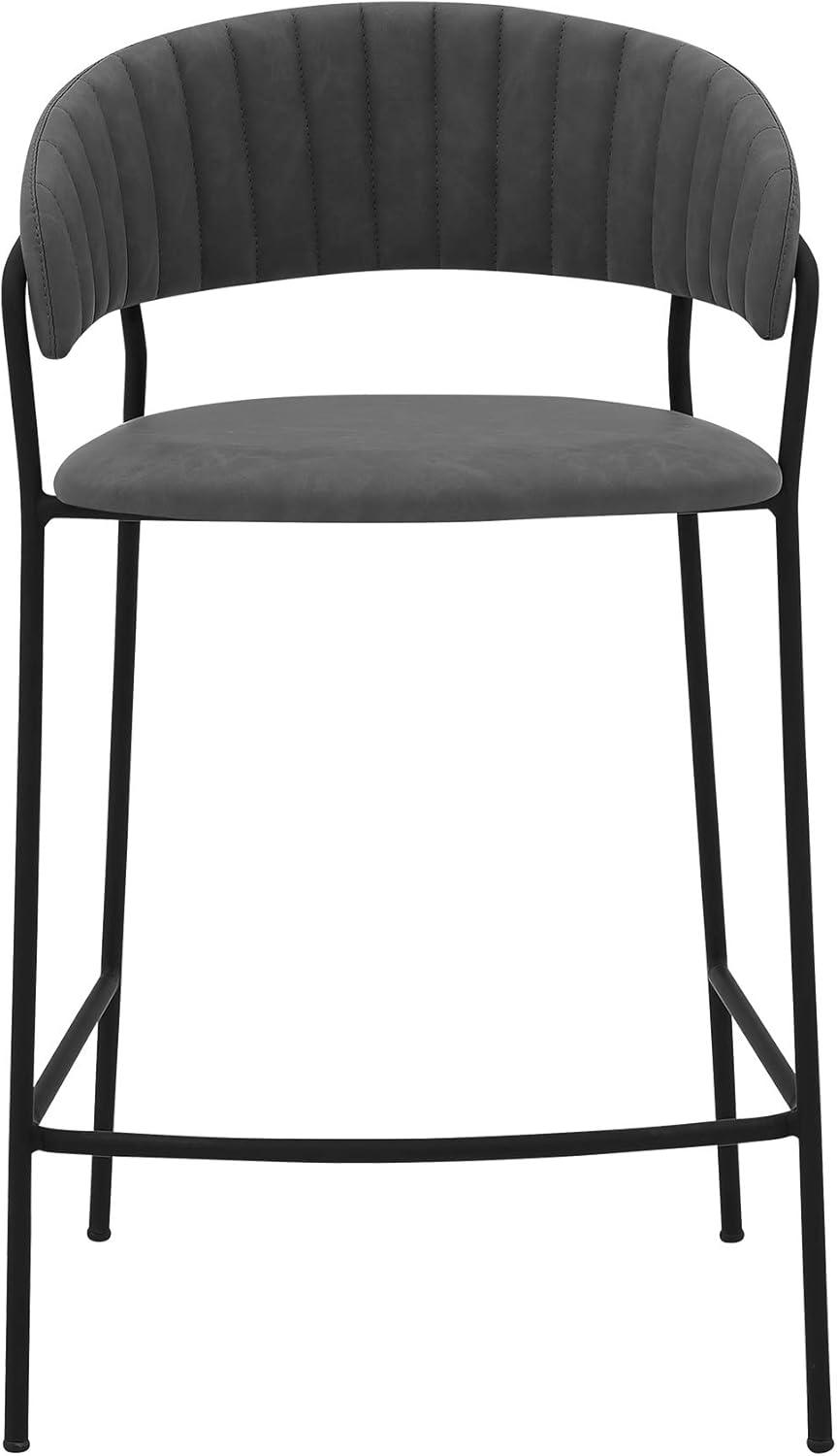 image:imageArmen Living Nara 26 Modern Faux Leather and Metal Counter Height Bar StoolGrey