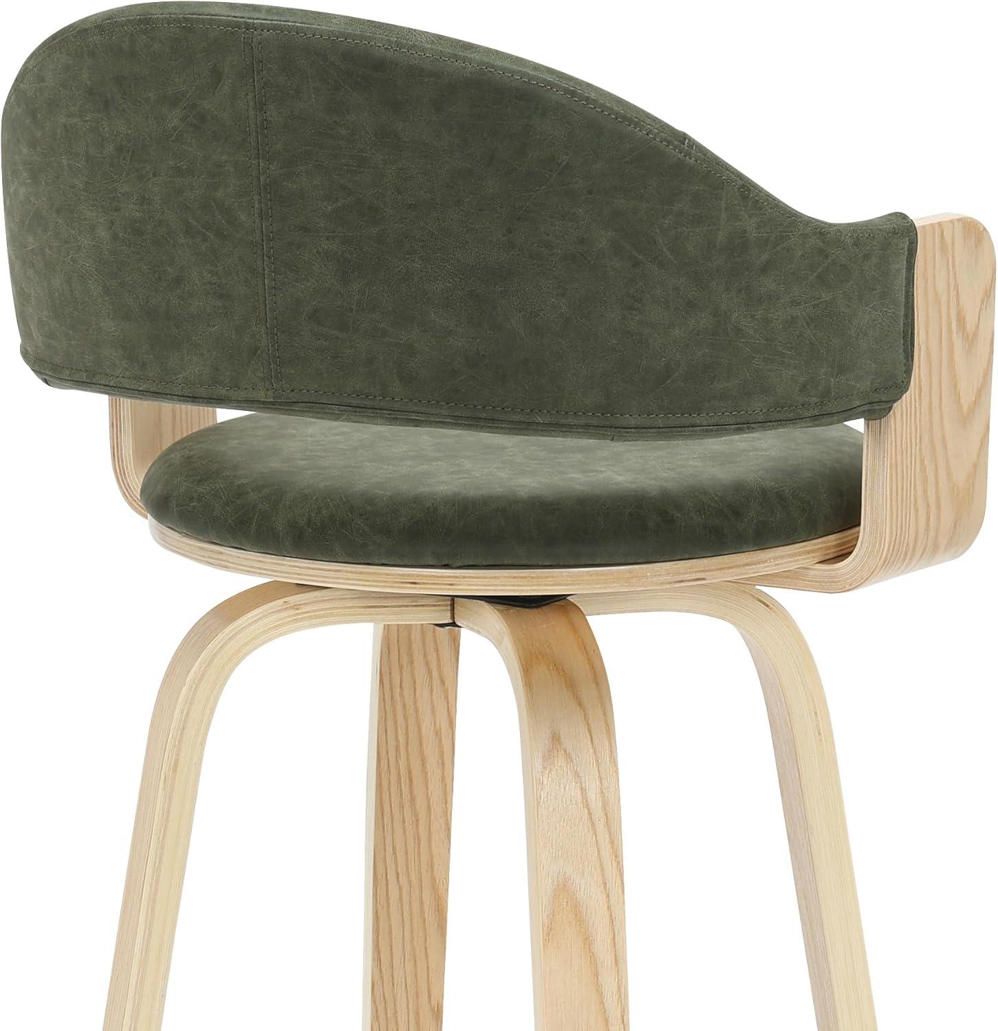 image:imageDaxton 36 in H Swivel Counter Height Vintage Taupe Round Back Wood Bar Stool with Faux Leather SeatVintage GreenOak