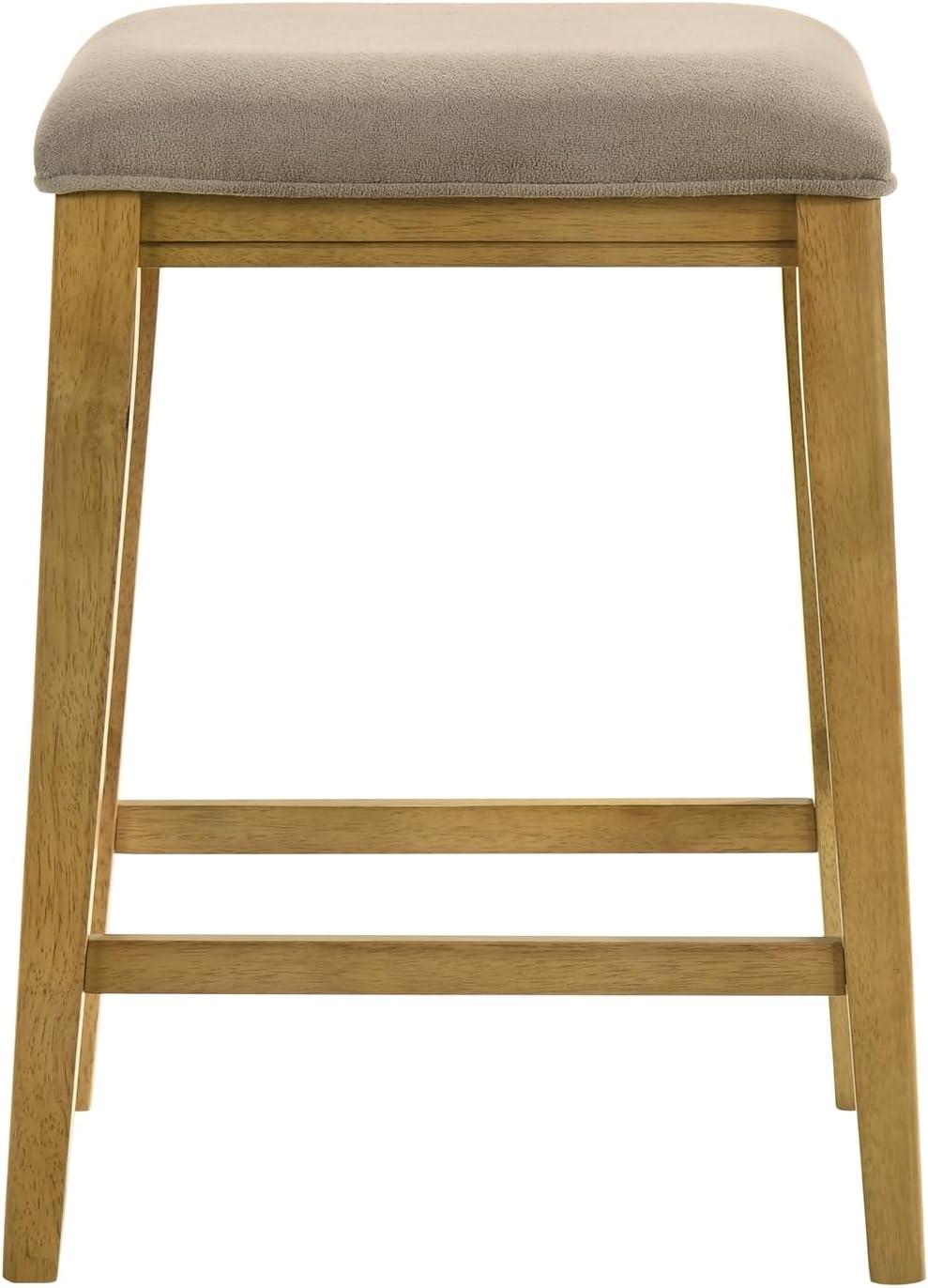 image:imageJane Contemporary Transitional Wood Counter Height Kitchen Bar Stool in Amber Glow Finish with Taupe Fabric Upholstered Seat Set of 3TaupeAmber Glow