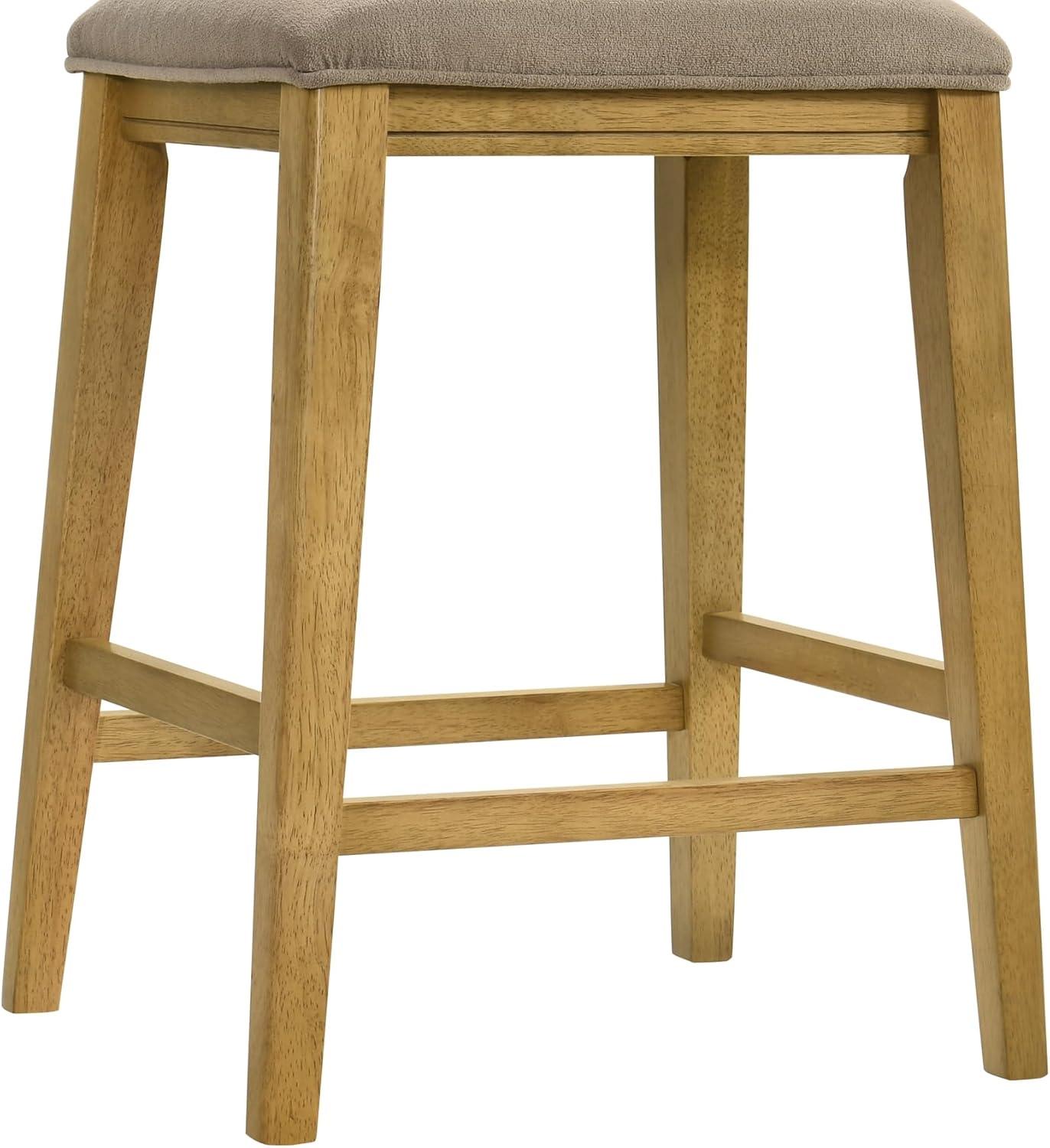 image:imageJane Contemporary Transitional Wood Counter Height Kitchen Bar Stool in Amber Glow Finish with Taupe Fabric Upholstered Seat Set of 3TaupeAmber Glow