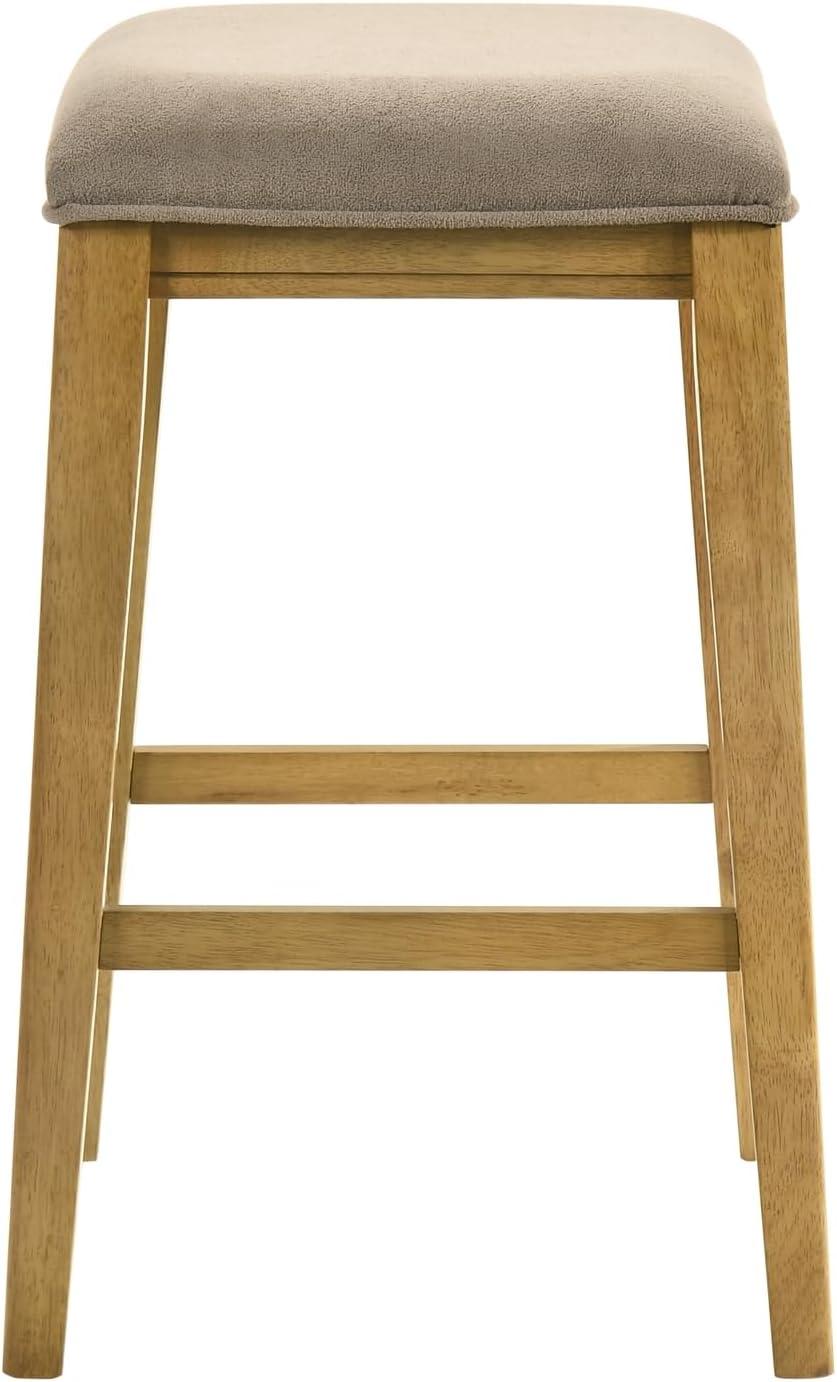 image:imageJane Contemporary Transitional Wood Counter Height Kitchen Bar Stool in Amber Glow Finish with Taupe Fabric Upholstered Seat Set of 3TaupeAmber Glow