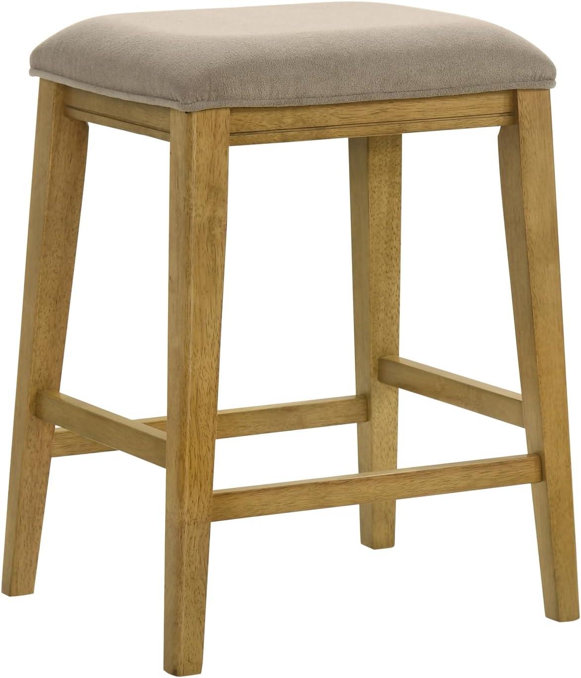 image:imageJane Contemporary Transitional Wood Counter Height Kitchen Bar Stool in Amber Glow Finish with Taupe Fabric Upholstered Seat Set of 3TaupeAmber Glow