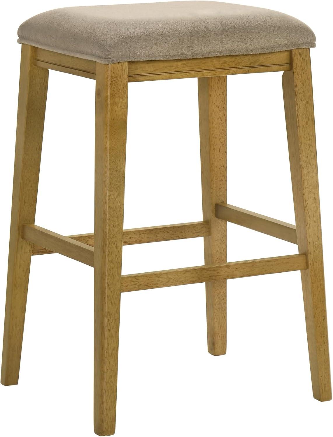 image:imageJane Contemporary Transitional Wood Counter Height Kitchen Bar Stool in Amber Glow Finish with Taupe Fabric Upholstered Seat Set of 3TaupeAmber Glow