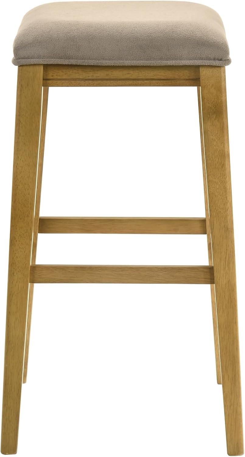 image:imageJane Contemporary Transitional Wood Counter Height Kitchen Bar Stool in Amber Glow Finish with Taupe Fabric Upholstered Seat Set of 3TaupeAmber Glow