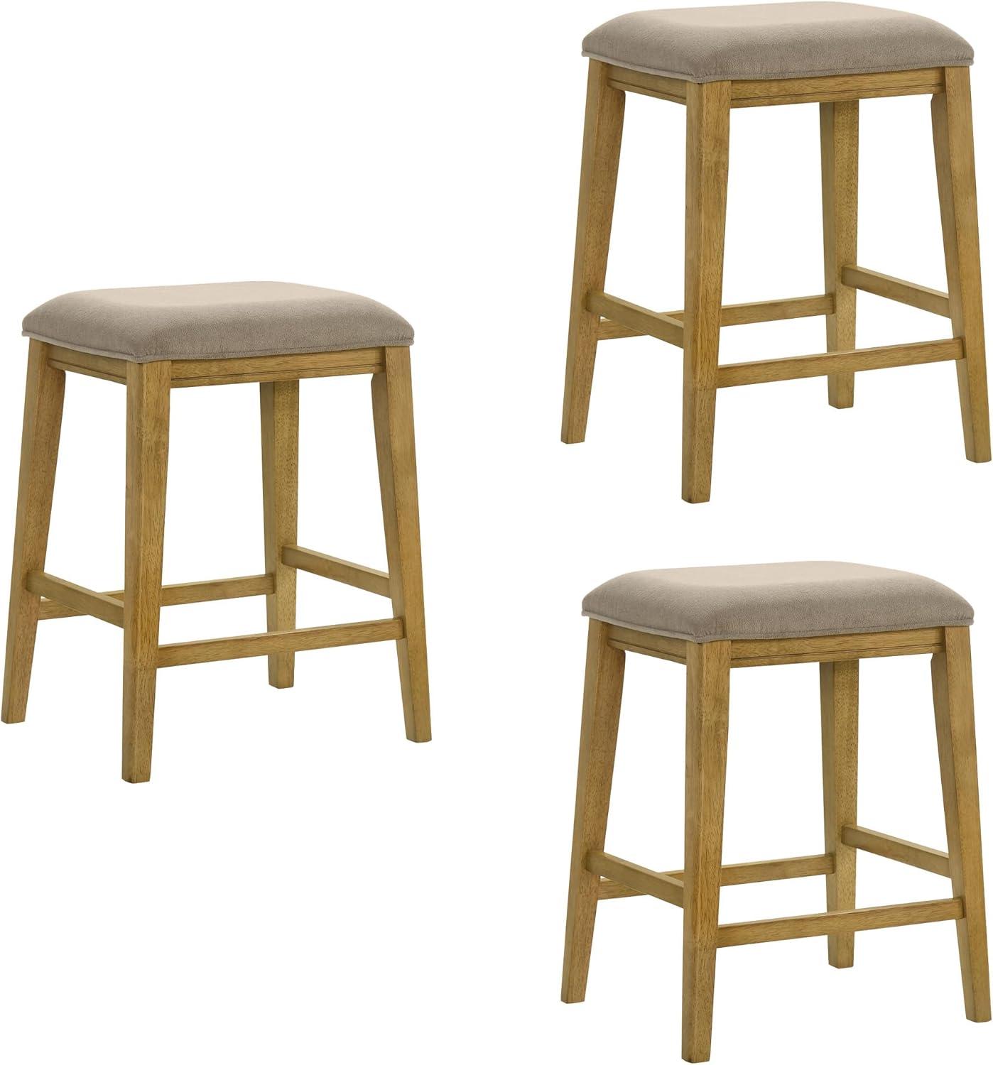 image:imageJane Contemporary Transitional Wood Counter Height Kitchen Bar Stool in Amber Glow Finish with Taupe Fabric Upholstered Seat Set of 3TaupeAmber Glow