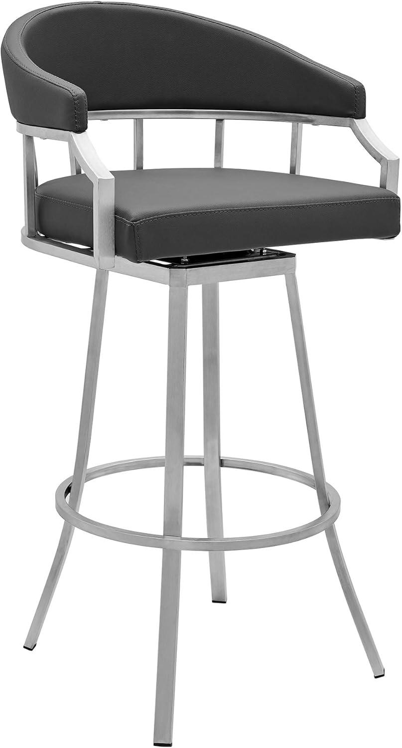 image:imageValerie 30 Swivel Slate Gray Faux Leather and Black Metal Bar Stool Set of 4Grey