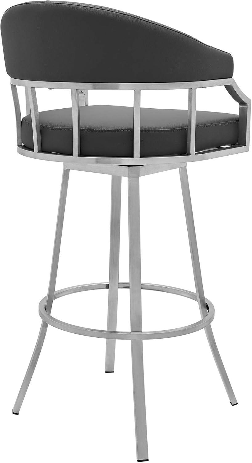 image:imageValerie 30 Swivel Slate Gray Faux Leather and Black Metal Bar Stool Set of 4Grey