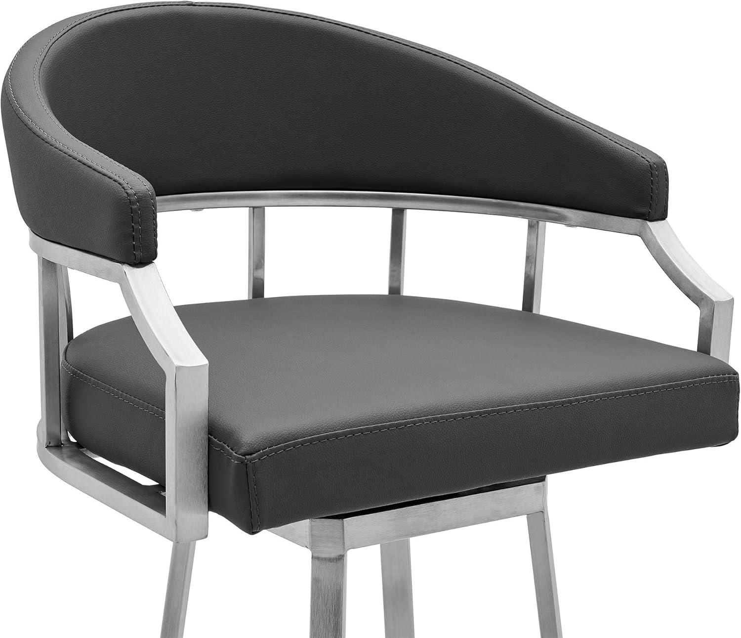 image:imageValerie 30 Swivel Slate Gray Faux Leather and Black Metal Bar Stool Set of 4Grey