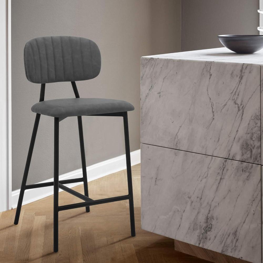 image:imageRococo 26 Gray Faux Leather and Metal Counter Height Bar Stool  Set of 4