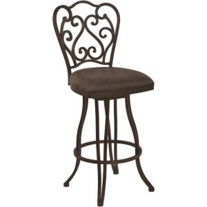 Armen Living Celeste 30″ Bar Height Swivel Barstool in Bandero Espresso Fabric and Auburn Bay Finish
