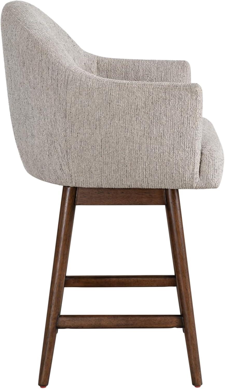 image:imageArmen Living Jaxon Brown Solid Wood Upholstered 26 Counter Height Swivel Barstool with Morning Fog Fabric Seat Set of 3
