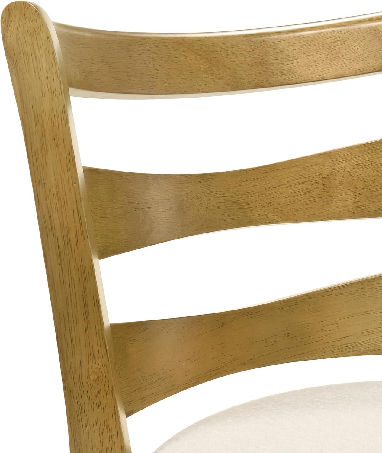 image:imageMelindra Modern Farmhouse Swivel Wood Bar Height Kitchen Bar Stool in Amber Glow Finish with White Boucle Fabric Upholstered Seat Set of 4WhiteAmber Glow