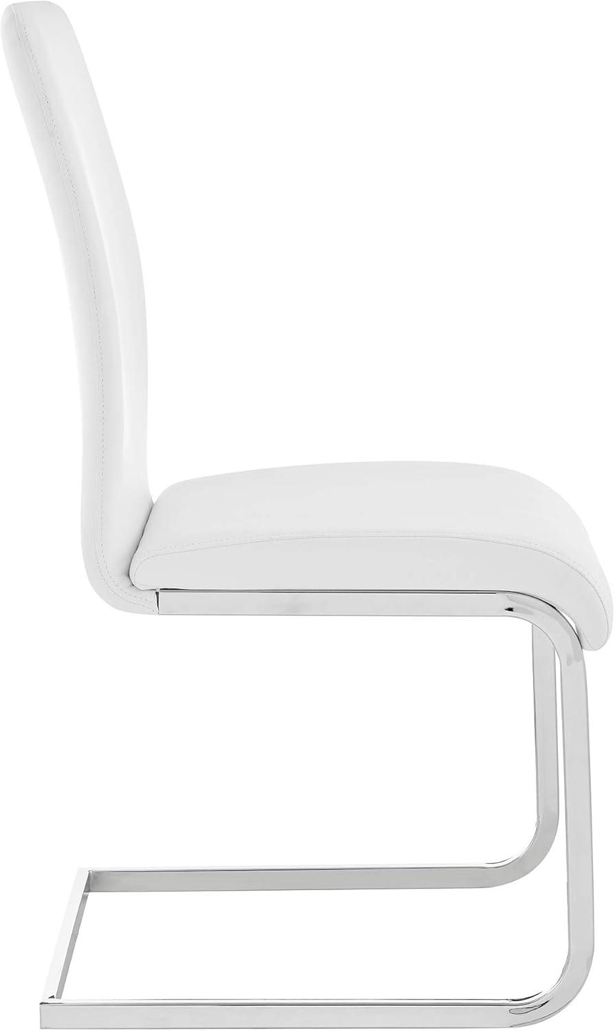 image:imageArmen Living Amanda Faux Leather and Stainless Steel Dining ChairsSet of 2 OffWhiteOffwhite