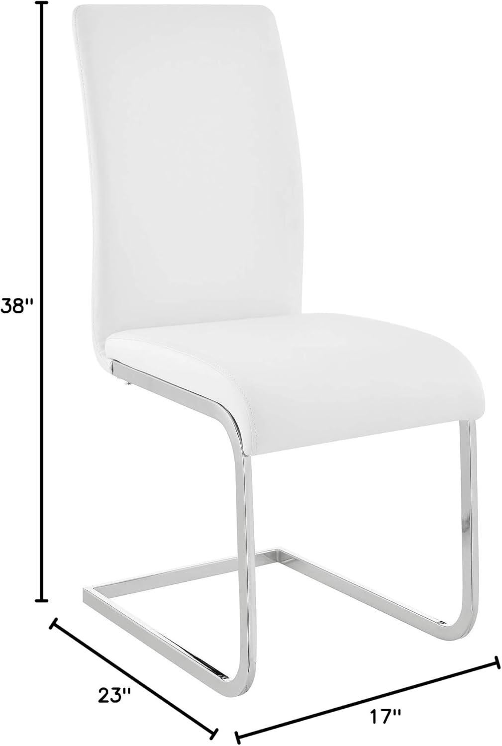 image:imageArmen Living Amanda Faux Leather and Stainless Steel Dining ChairsSet of 2 OffWhiteOffwhite