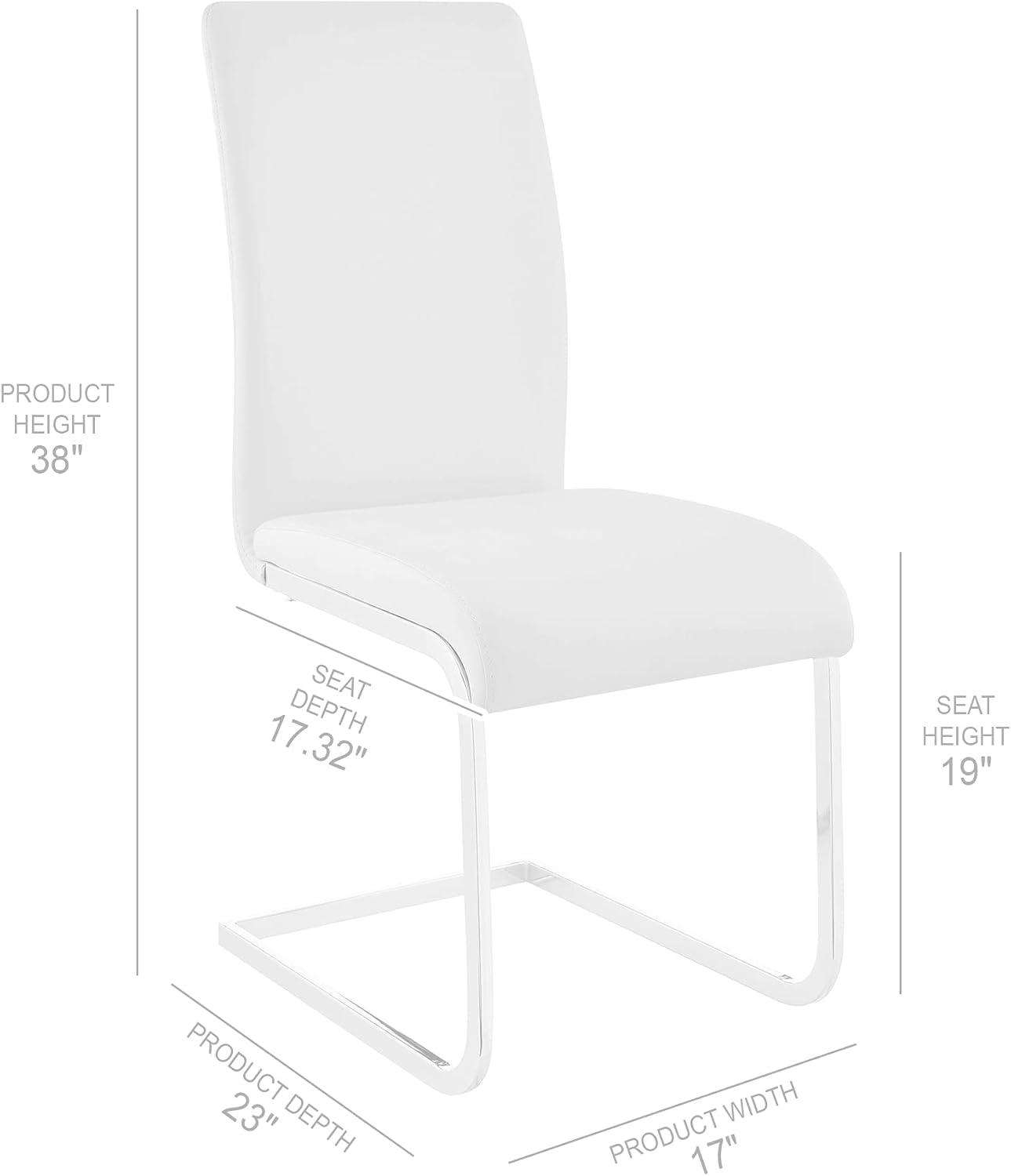 image:imageArmen Living Amanda Faux Leather and Stainless Steel Dining ChairsSet of 2 OffWhiteOffwhite