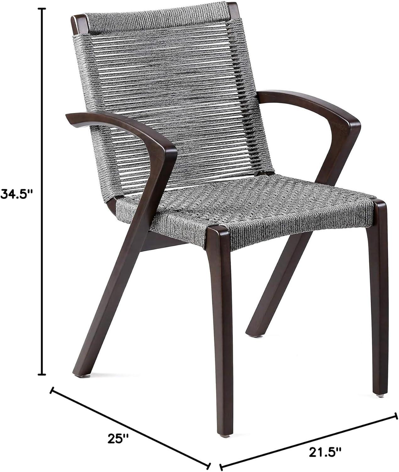 image:imageArmen Living Nabila Outdoor Dark Eucalyptus Wood and Grey Rope Dining Chairs Set of 2