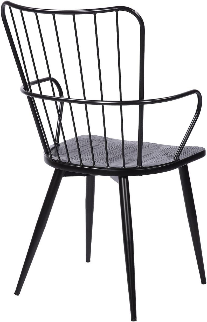 image:imageArmen Living Parisa High Back Steel Framed Side Chair in Black Powder Coated Finish and Black Brushed Wood