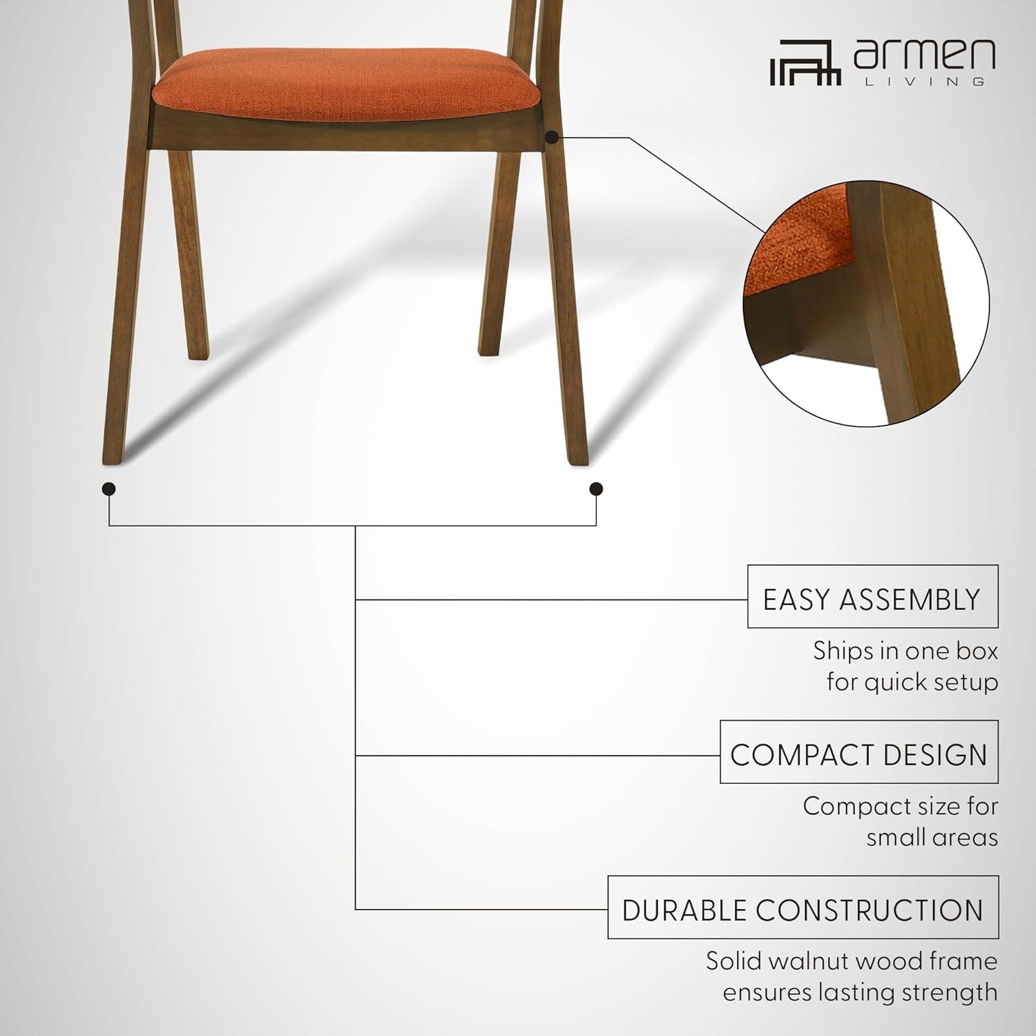 image:imageArmen Living Santana Wood Dining Chair in Walnut Finish with Orange Fabric Set of 6