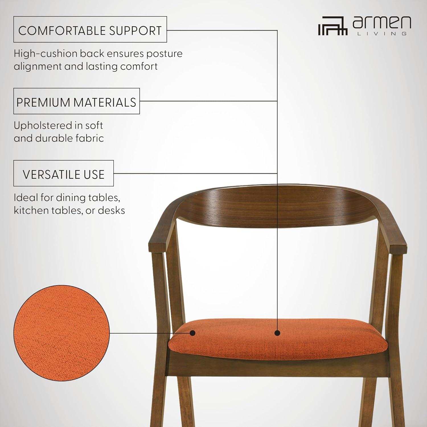 image:imageArmen Living Santana Wood Dining Chair in Walnut Finish with Orange Fabric Set of 6
