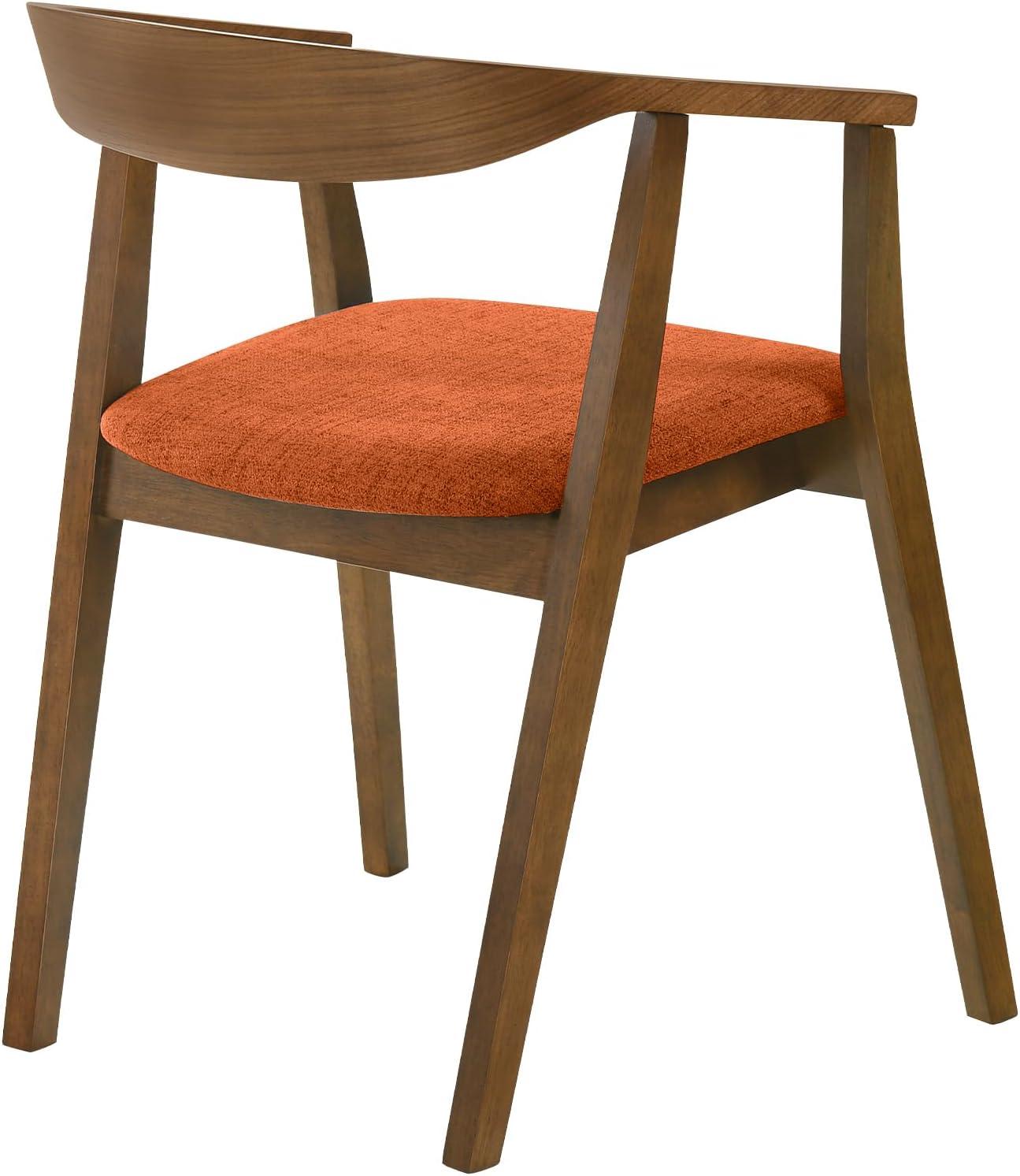 image:imageArmen Living Santana Wood Dining Chair in Walnut Finish with Orange Fabric Set of 6