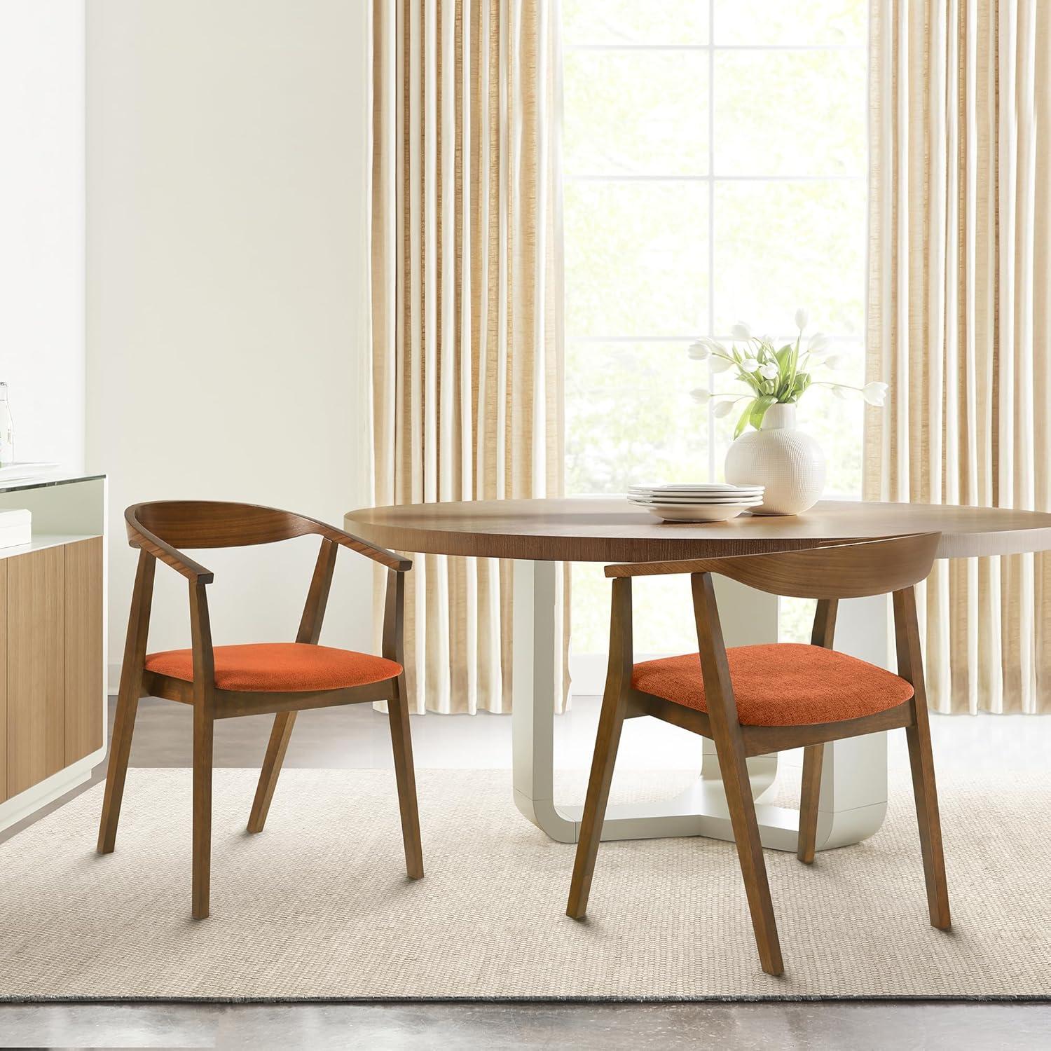 image:imageArmen Living Santana Wood Dining Chair in Walnut Finish with Orange Fabric Set of 6