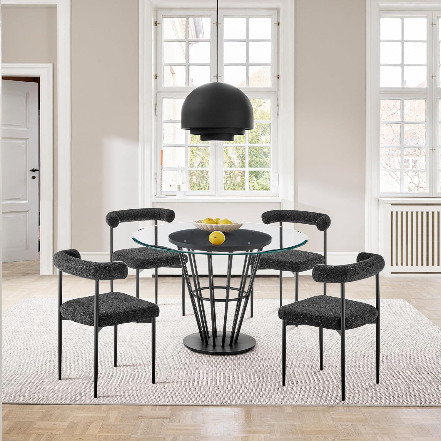 image:imageArmen Living Shannon Dining Chair with Matte Black Iron and Black Fabric Set of 2Black